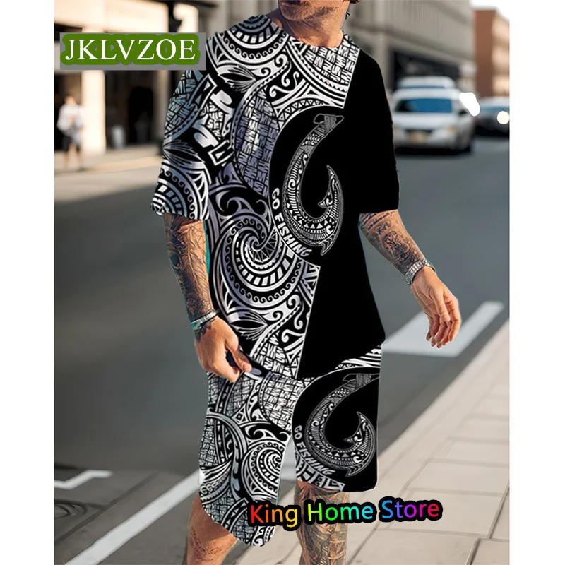 Man Tracksuit Trousers 3D Short Sleeve Tshirt Shorts Jogging Suit Fashion Streetwear 2 Piece Outfits Track Suit Men Clothes