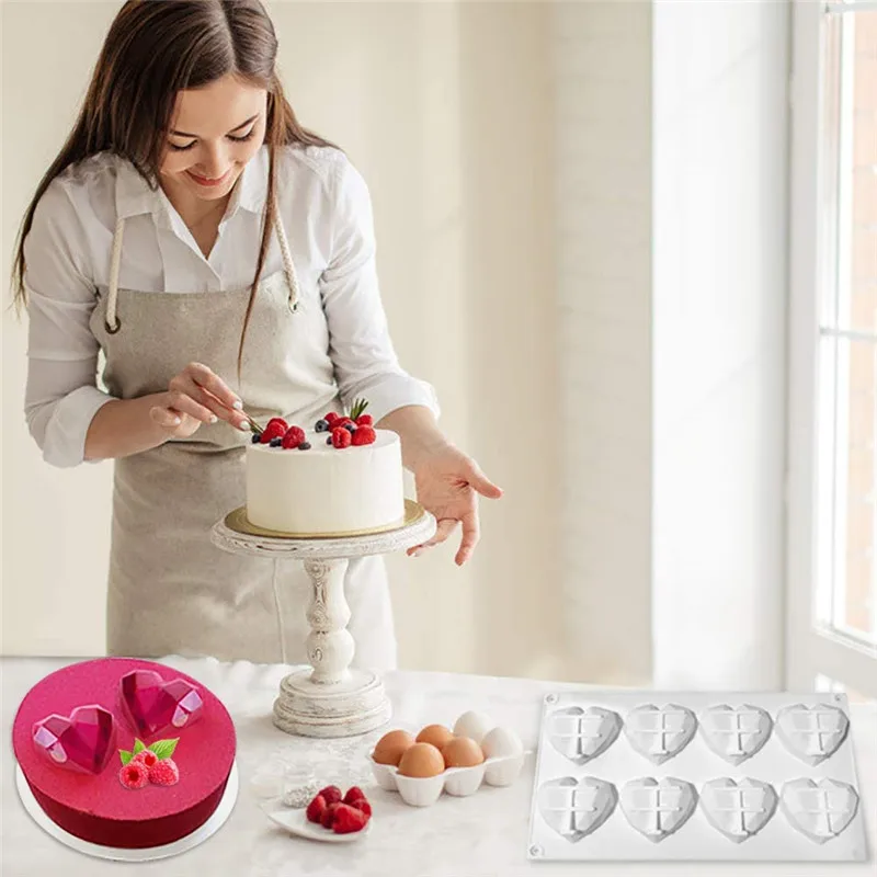 Cake Mold Cavity Diamond Heart Shaped Cake Chocolate Silicone