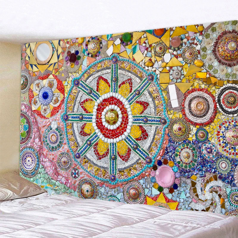 

Colorful Bohemian Tapestry Wall Hanging Beach Throw Rug Blanket Camping Tent Travel Mattress Mandala Sleeping Pad Tapestries