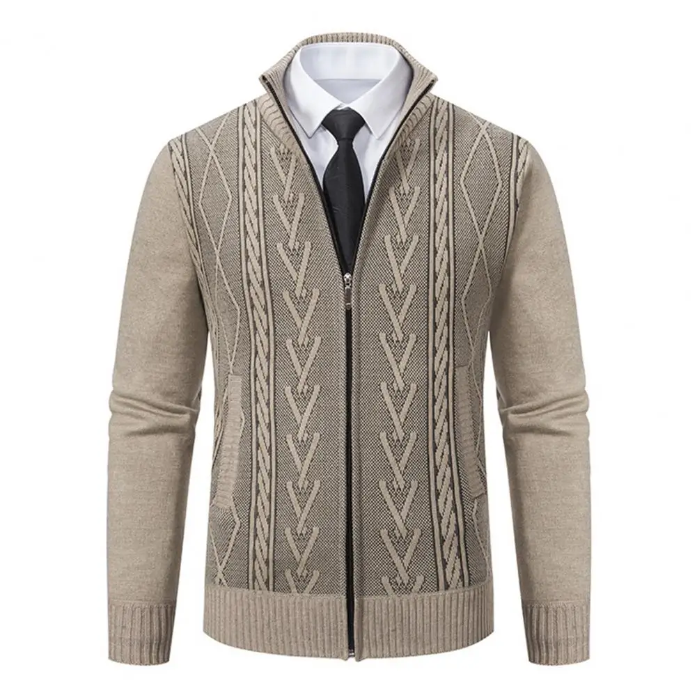 

Men Sweater Cozy Lapel Collar Zipper Cardigan Timeless Men's Fashion Sweater for Autumn/winter Slim Fit Thickened Casual for Men
