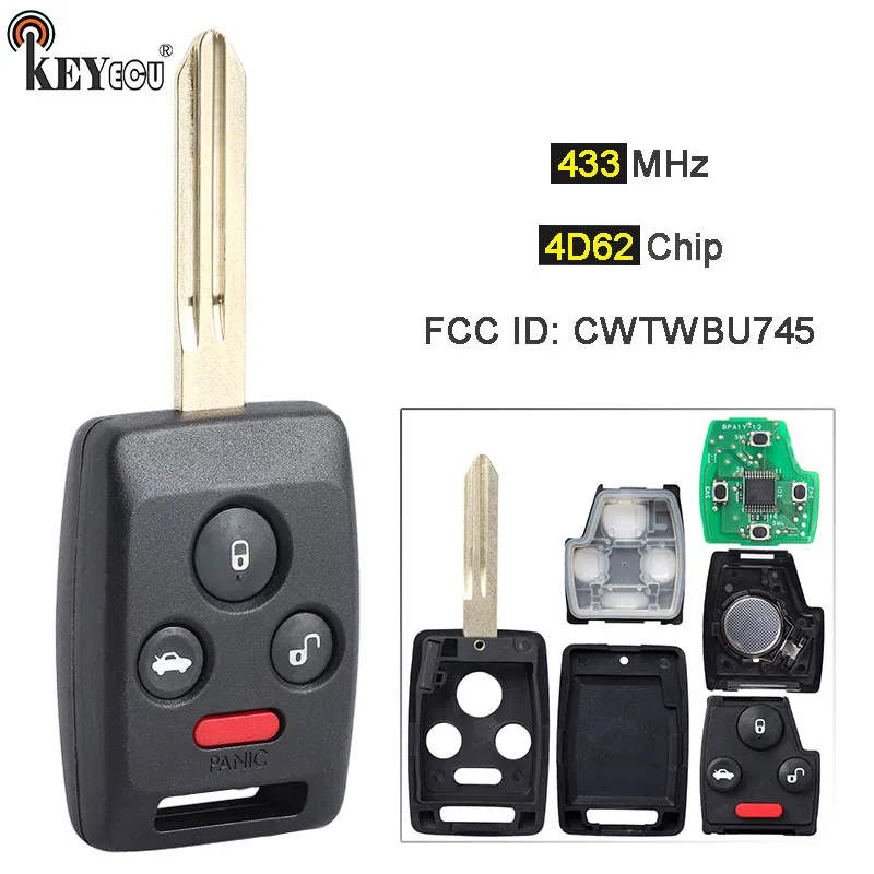 

KEYECU 433MHz 4D62 Chip FCC ID: CWTWBU745 Replacement Remote Car Key Fob for Subaru Legacy Outback B9 Tribeca 2006-2009