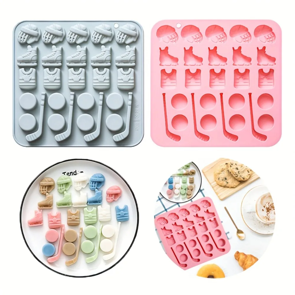Ice Hockey Silicone Mold DIY Craft Shape for Stick Helmet Epoxy Resin Casting Soap Making Reusable Baking Chocolate Mold