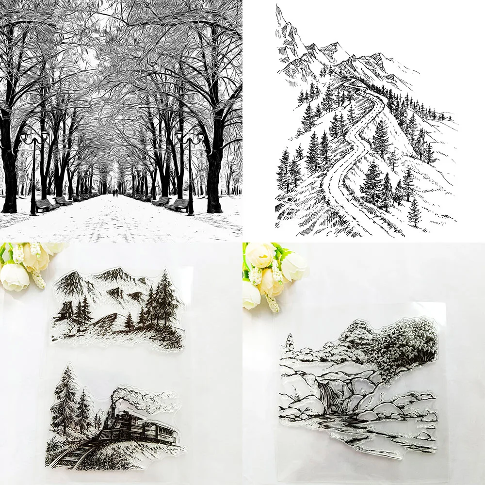 A variety of landscapes/mountains Clear Stamps Rubber Silicone Seal for DIY Scrapbooking Card Making Album Decoroation Crafts clear stamps clear rubber stamps
