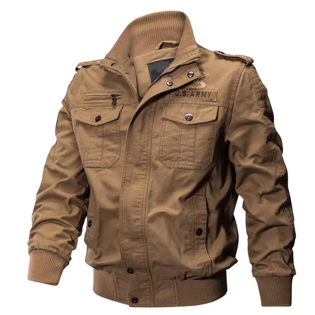

Spring Autumn Man Cargo Military Jacket Casual Multi-pocket Pilot Male Army Work Coats Outwear Top Jackets Clothing For Men