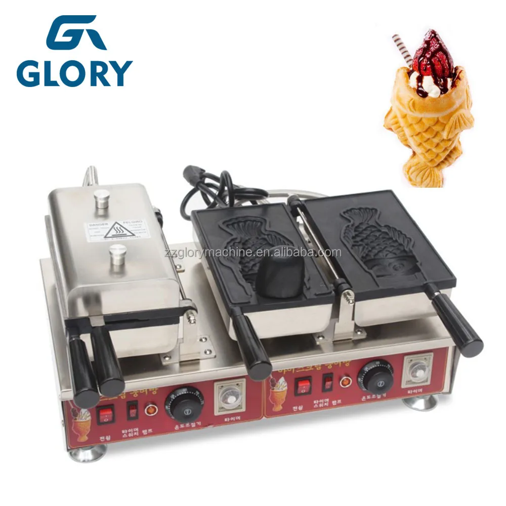 Factory Best Selling Fish Shape Cake With Open Mouth Taiyaki Waffle Maker/ Korea Taiyaki Machine / Fish Cake Waffle Machine