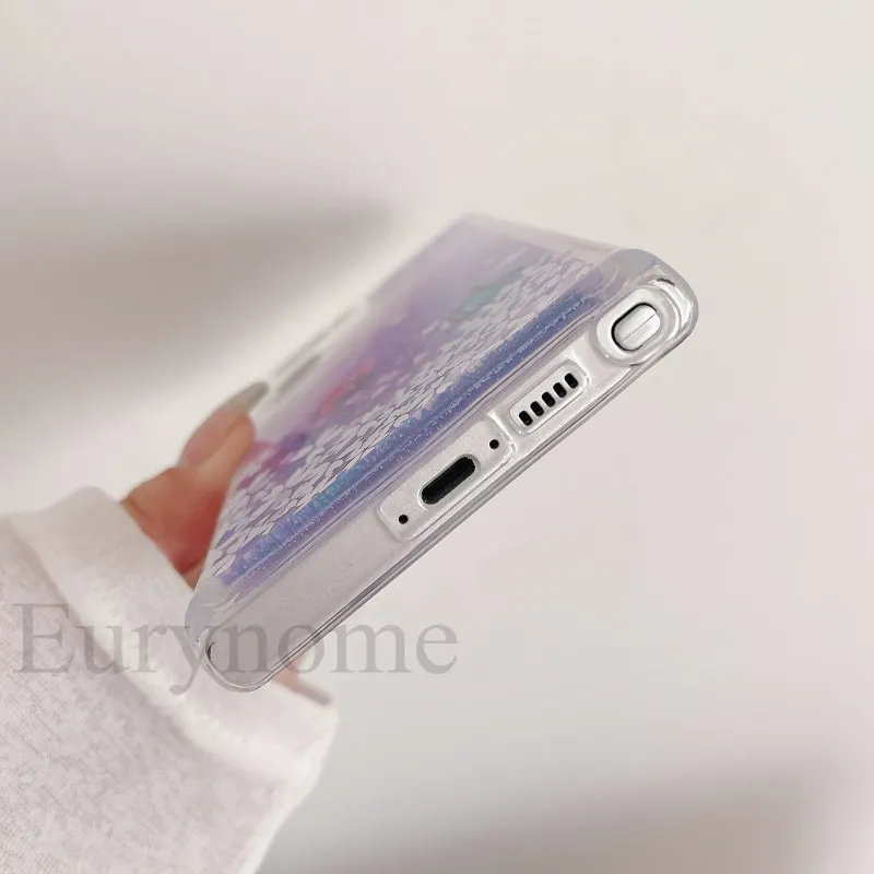 Liquid Glitter Case For Samsung Galaxy A17 A16 A56 A35 A55 A15 A25 A54 A34 A36 Pink Bling Quicksand Flower Butterfly Clear Cover — view 6