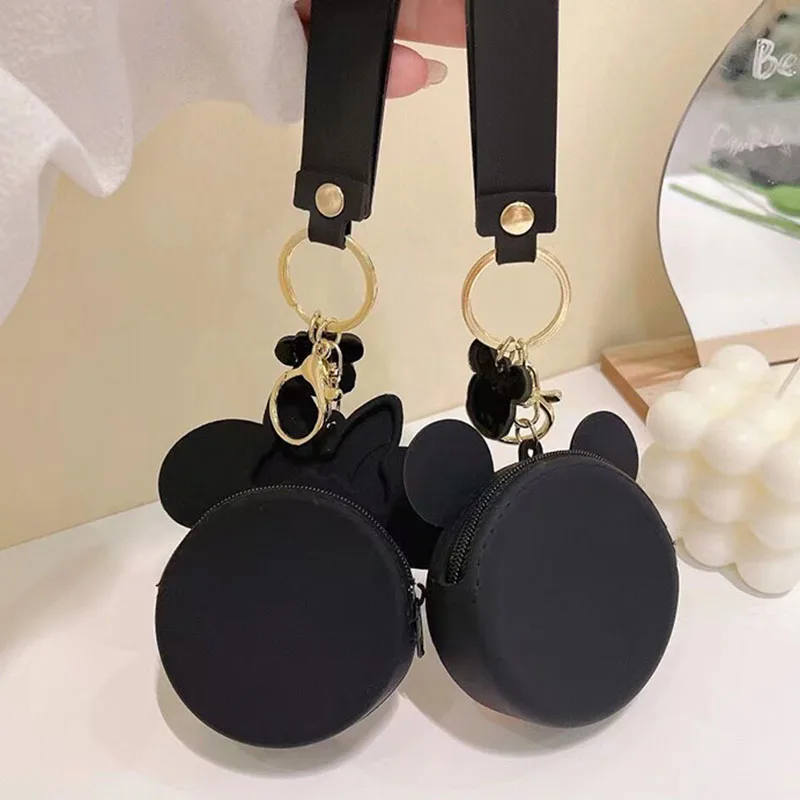 Cute Mickey Minnie Silica Gel Coin Purse Disney Cartoon Anime Kawaii Mini Wallet Portable Pendant Keychain Money Bag 3