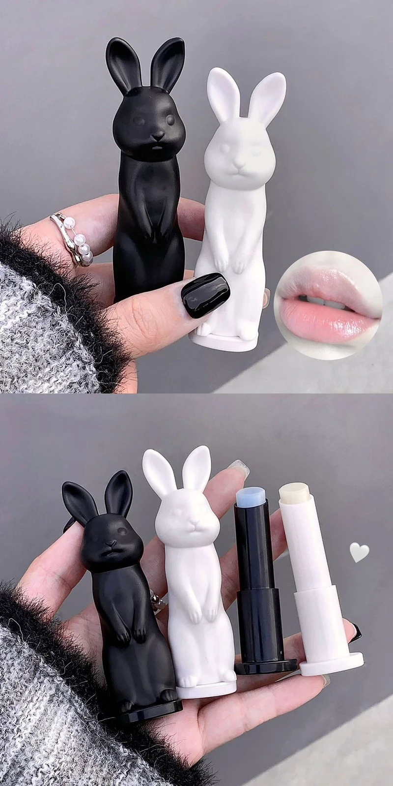 Description Picture 3 of itemRabbit Black Lip Balm Gloss Not Dryness Peach Transparent Lip Tint Moisturizing Lips Makeup Base Children's Lipsticks For Girls