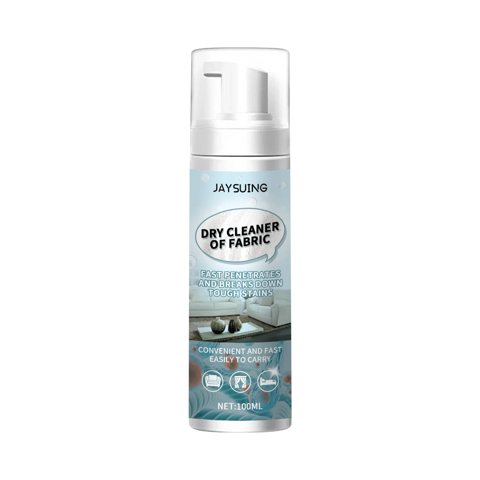 Jaysuing 100ml Fabric Foam Cleaner Furniture Stain Remover Sofa Cloth Carpet Curtain Stubborn Stains Cleaning Dry Cleaning Spray