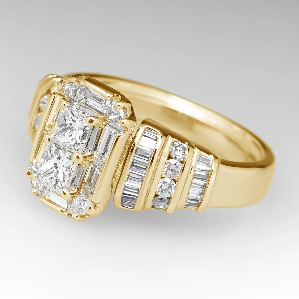 HOYON Fashion Simple Set T-Square Zircon Ring Women's Diamond Ring Anillos De Bague Bizuteria 925 Silver Color Wedding Jewelry