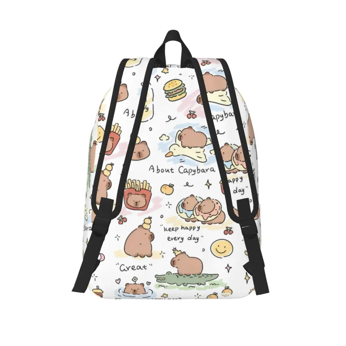 Kawaii Capybara Cartoon Cute Backpack Elementary High College School Student Bookbag Teens Canvas Daypack Gift 3