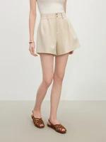 FSLE 2025 Summer Women's Architectural Silhouette Bloomer Shorts - Airy Twill & Adjustable Waist for Effortless Curvy Pants - Image 2