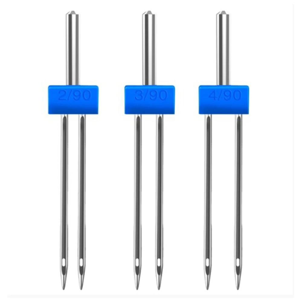 6Pack Double Twin Needles Wrinkled Needle with 2 PCS 9 Groove Pintuck Presser Foot for Sewing Machine Accessories 5FM