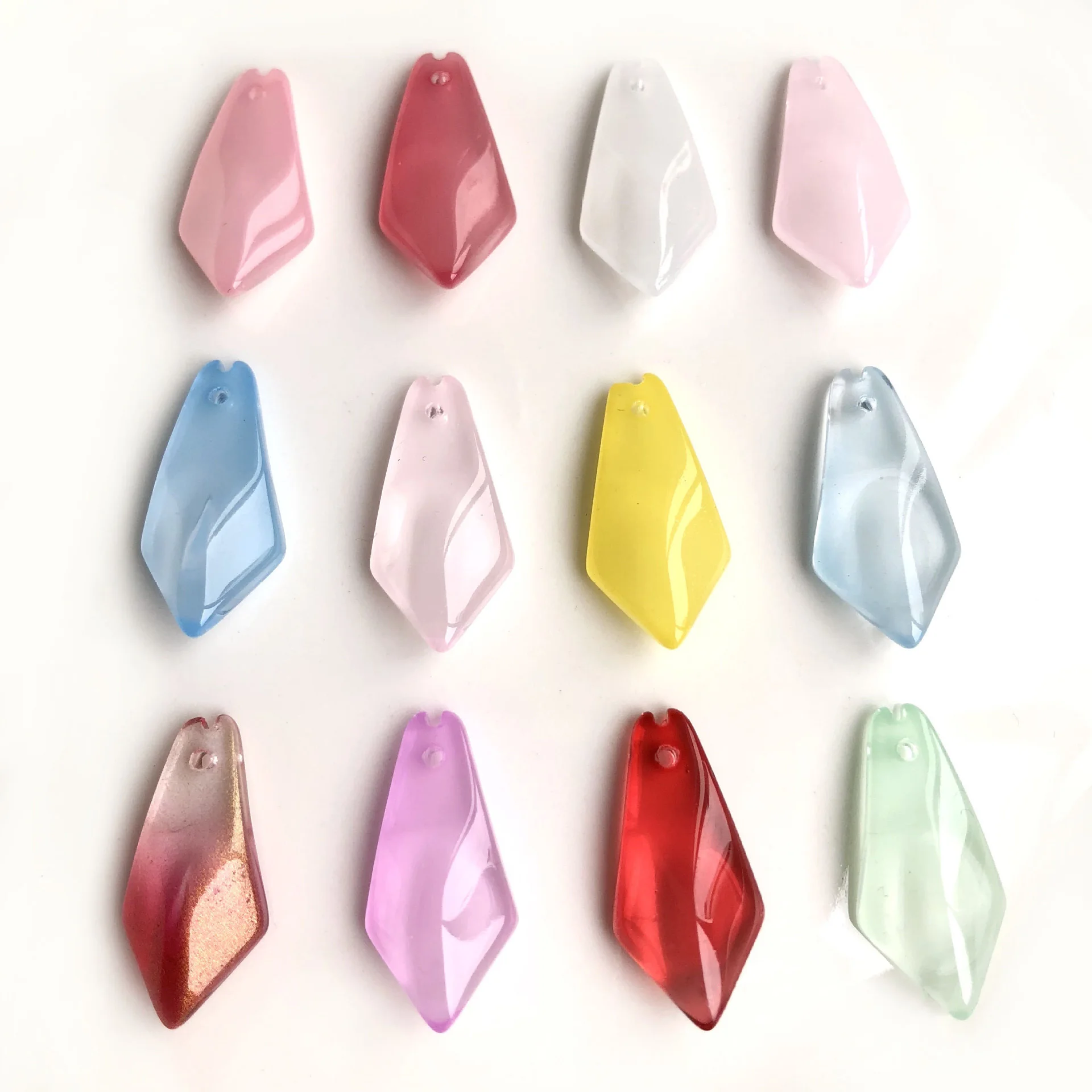 10pcs 25x13mm Arrow Shape Lampwork Glass Leaf Petal Loose Pendants Beads for Jewelry Making DIY Crafts Findings