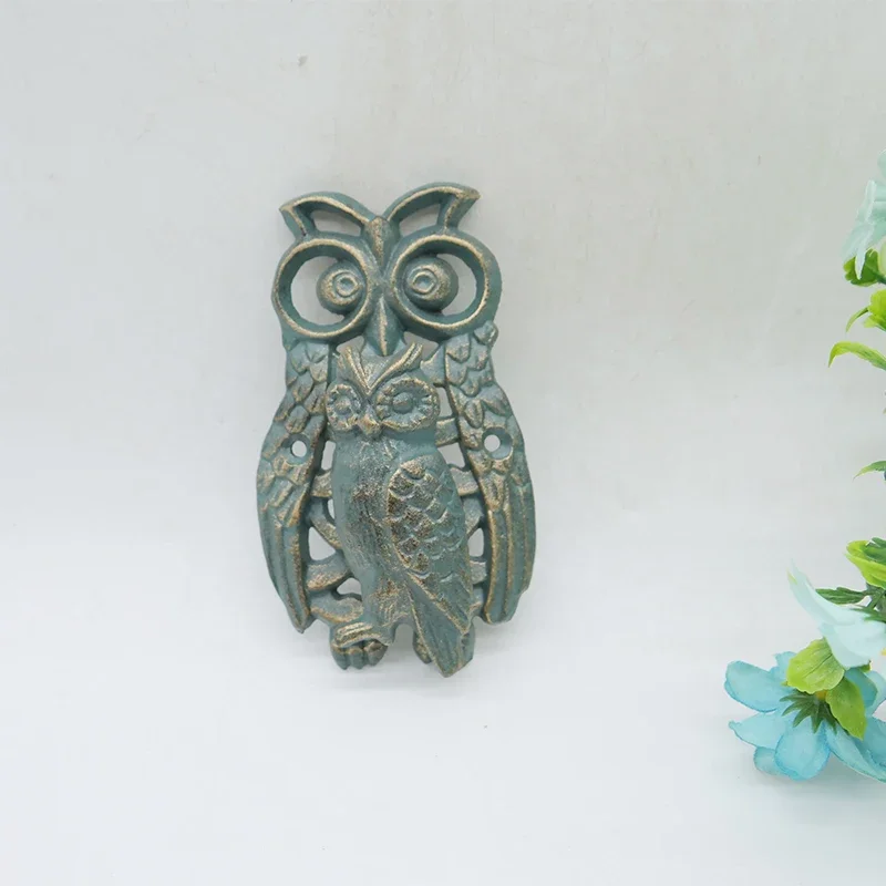 Description Picture 2 of itemBlue Owl Mother Child Door Knocker - Retro Cast Iron Handle Ring Hardware for Doors High Quality, Unique Design Accessories