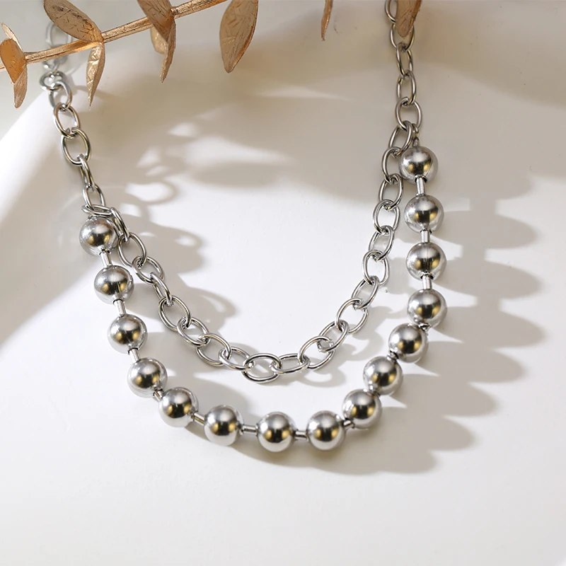 GANPUP 316L Edelstahl Perlen Kette Halskette Mode handgemachte Kragen wasserdicht hochwertige attraktive stilvolle Schmuck Geschenk – Detail 12