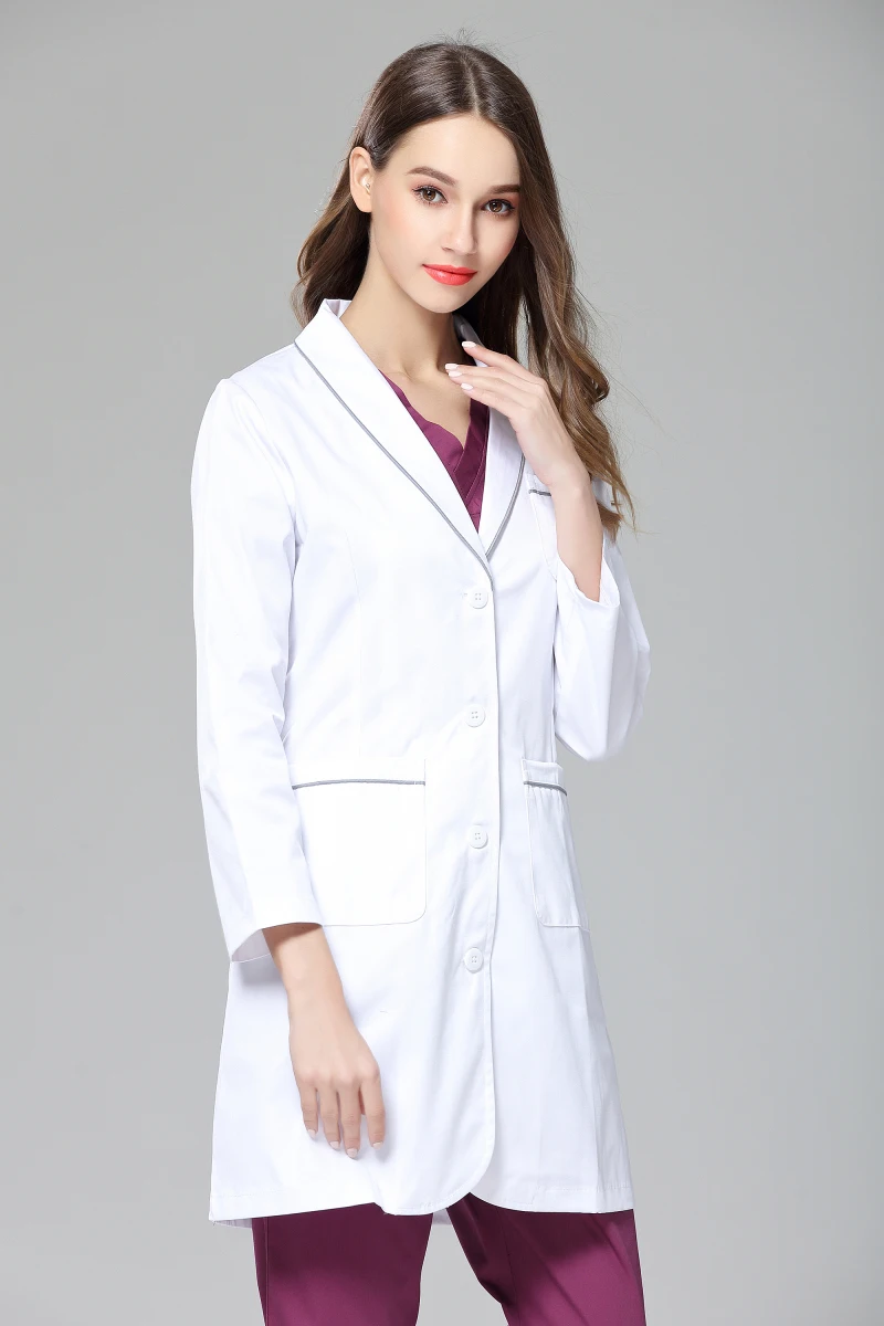 Autumn Women Anti-wrinkle Long Sleeve White Uniform Dental Clinic Lab Outcoat Skin Care And Beauty Salon Working Overall