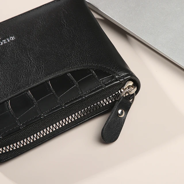 Men's short wallet spliced stone pattern large capacity three fold bag zipper coin wallet multi card money clip 6