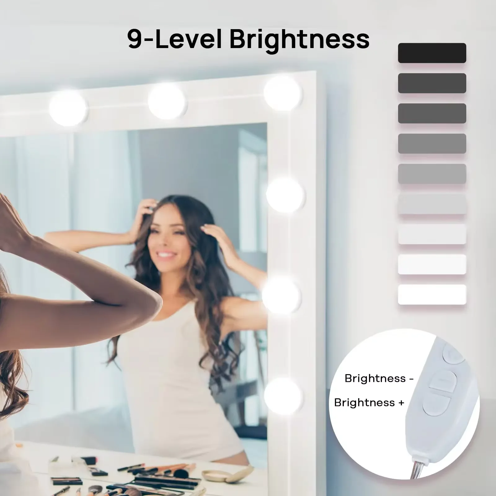 LED Makeup Mirror Light Bulbs USB Charging Vanity Makeup Mirror Lights Bathroom Dressing Table Lighting Dimmable