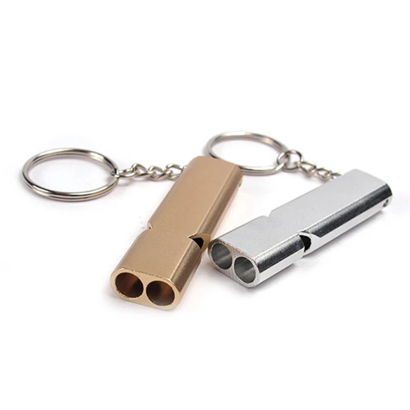 Dual-tube Survival Whistle Portable Aluminum Safety Whistle For Outdoor Hiking Camping Survival Emergency Keychain Multi Tool