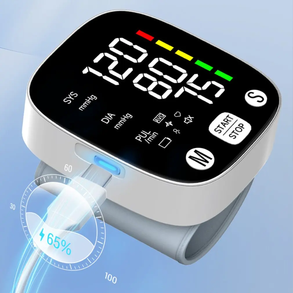 Rechargeable Wrist Blood Pressure Monitor Digital Automatic Blood Pressure Meter Heart Rate Pulse Sphygmomanometer Tonometer blood pressure monitor,blood pressure meter