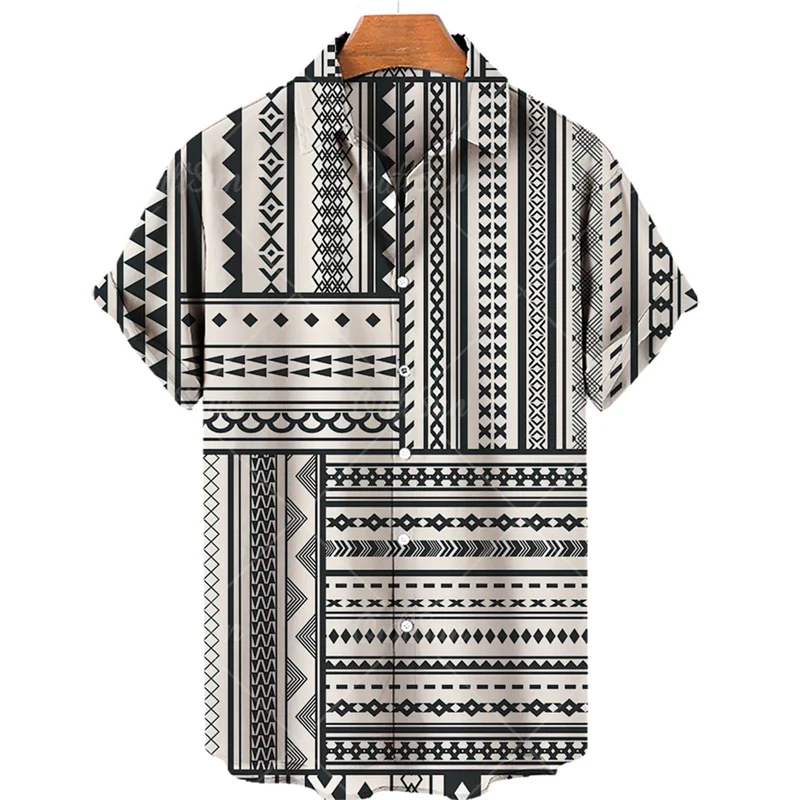 Camisas lisas de patchwork para hombre, ropa sencilla con estampado 3D, camisas hawaianas de playa, blusas Y2K de manga corta, ropa vintage, blusa con solapa