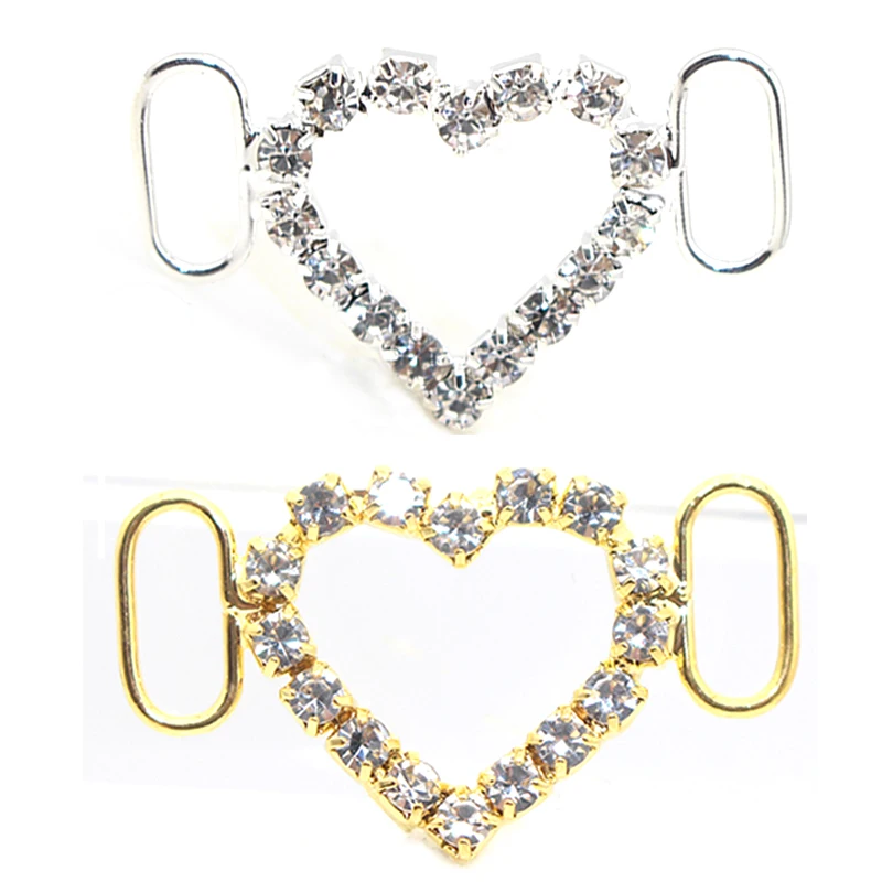 

10PCS32 * 20MM Metal Claw Drill Hollow Peach Heart Swimwear Bra Connection Button