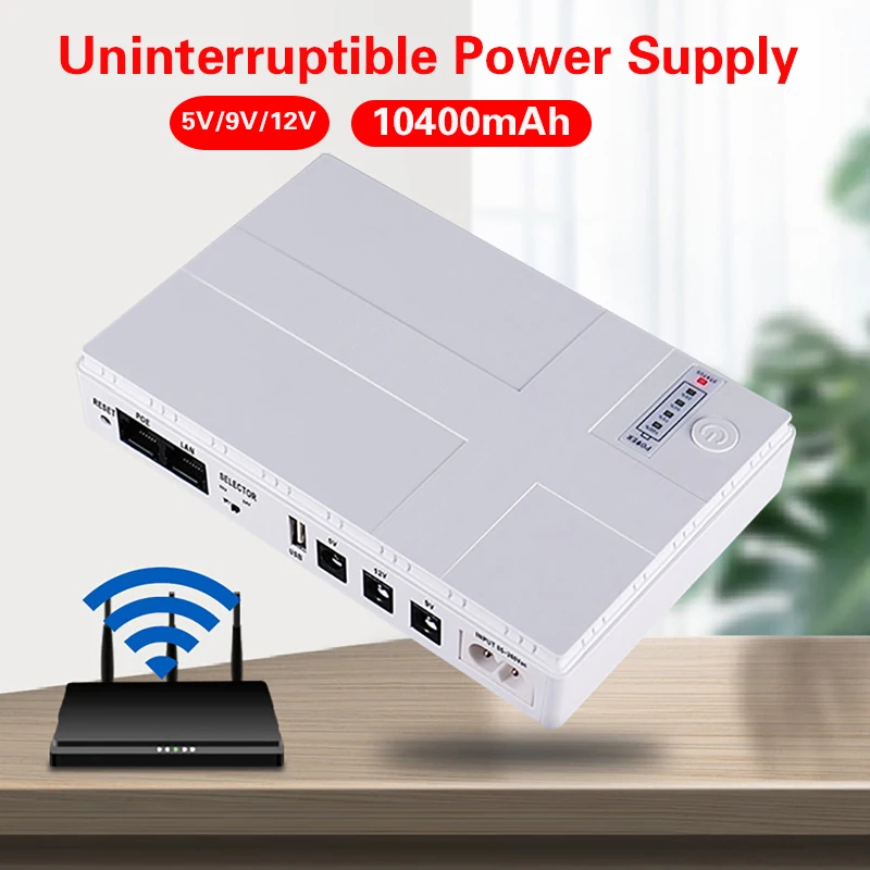 

10400mAh Uninterruptible Power 5V/9V/12V UPS Battery Backup Supply for WiFi Router Camera Mini UPSBattery Backup Surge Protector