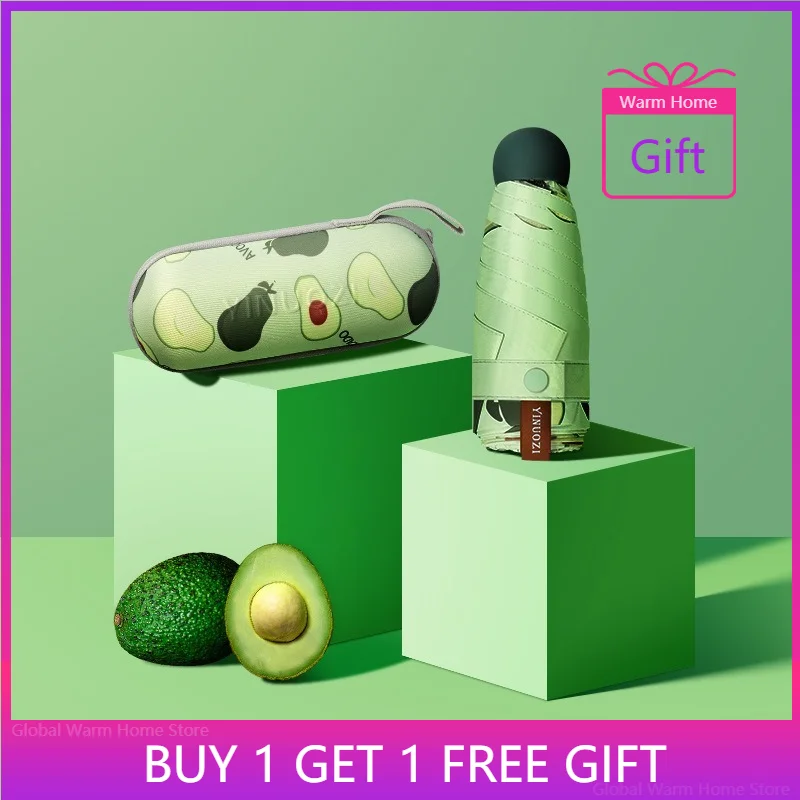 Sombrilla de bolsillo para mujer, miniparaguas plegable con cápsula de  frutas, protección solar UV, caja superpequeña portátil, 5 pliegues -  AliExpress