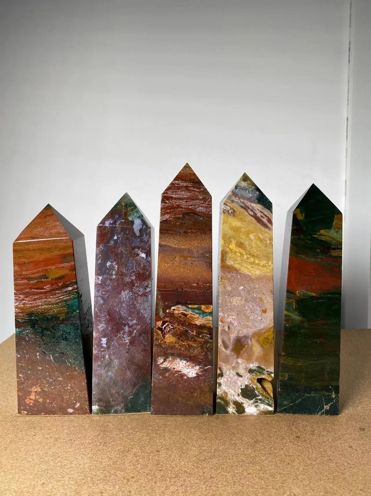 Natural Large Marine Jasper Crystal Tower Natural Crystal Wand 1pcs 6
