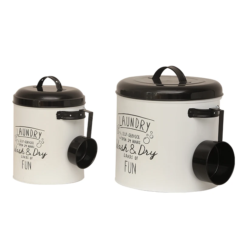 

French Tabletop Lidded Iron Set 2 Pieces Storage Jar and Bin Box