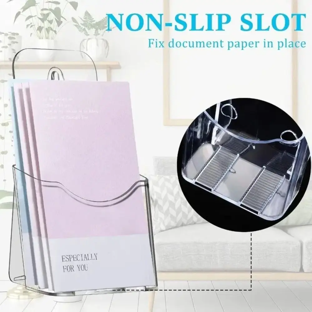 

Acrylic A6 Brochure Holder Booklet Clear Plastic Pamphlet Holder Portable Organizer Flyer Display Stand Men