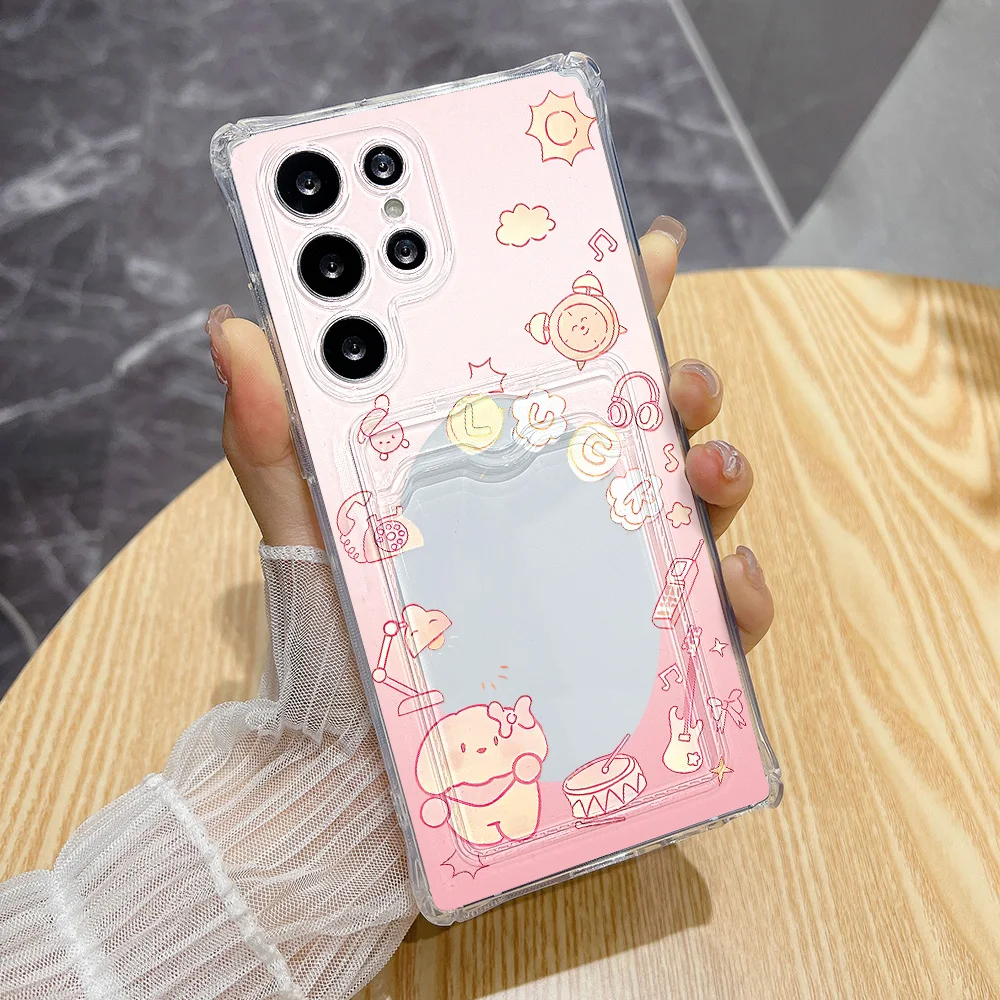 Love Heart Silicone Card Holder Phone Case with Card Slot
