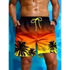 Men's Palm Tree Shorts Summer Vacation Print Drawstring Waist Board Fashion Swim Trunks 3D Print Breathable Short Streetwear 2