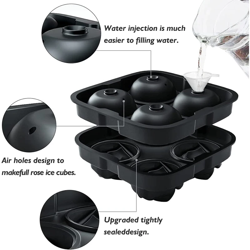 Ice Cube Mold Ice Cube Tray Silicone Rose Ball Maker for Cocktails Whiskey