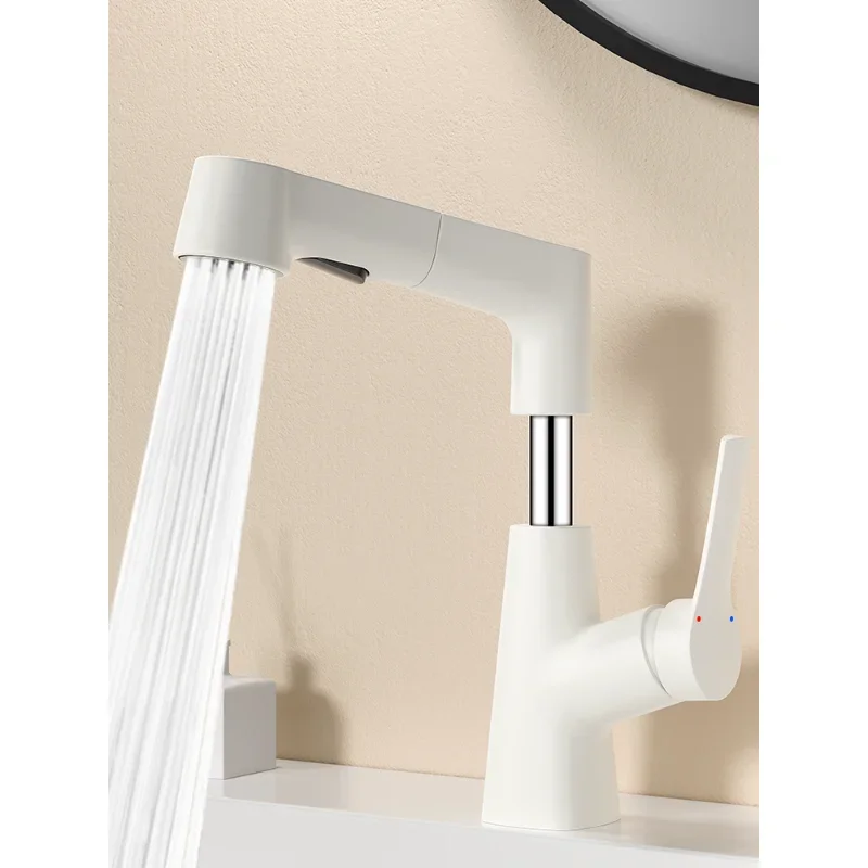 

Cream wind white lift pull-out wash basin faucet home kitchen washbasin toilet basin hot and cold