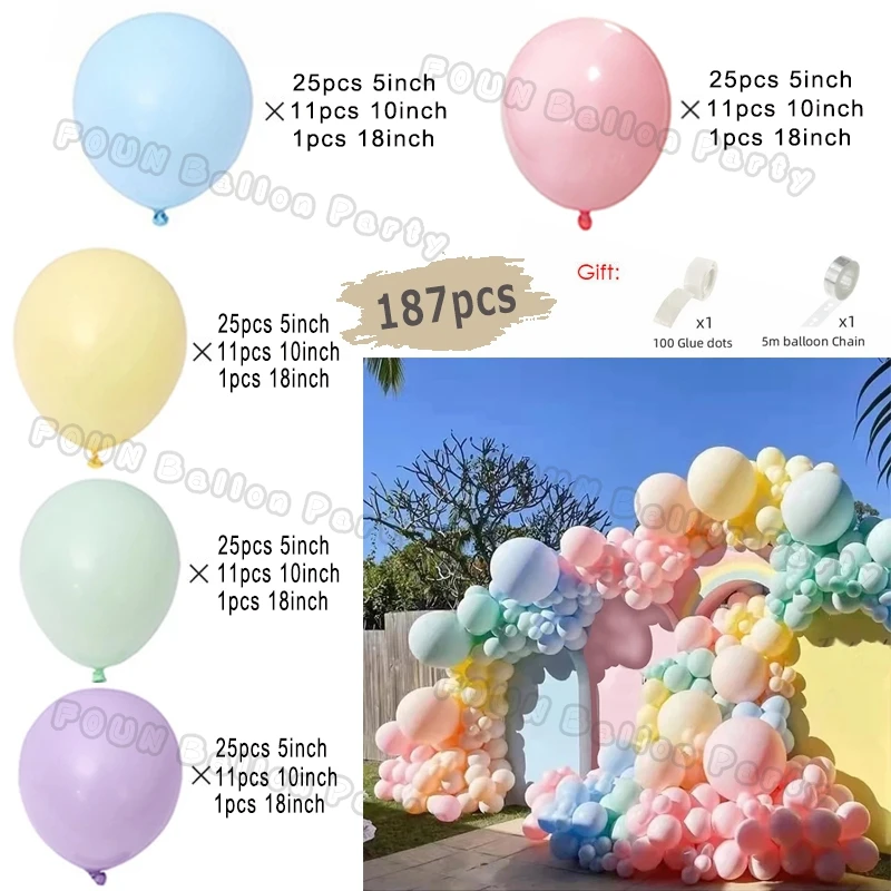 마카롱 풍선 화환 아치 키트 웨딩 생일 파티 장식 그라디언트 나비 풍선 레인보우 Ballon 베이비 샤워 장식