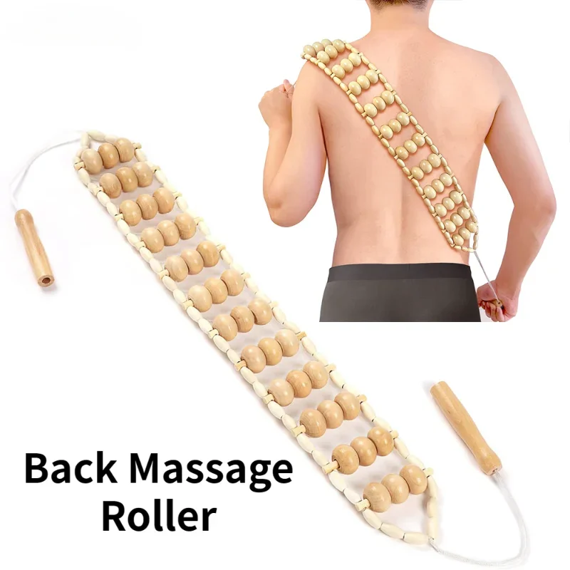 WoodBackMassageRollerRopeWoodTherapyCelluliteMassageToolsSelf