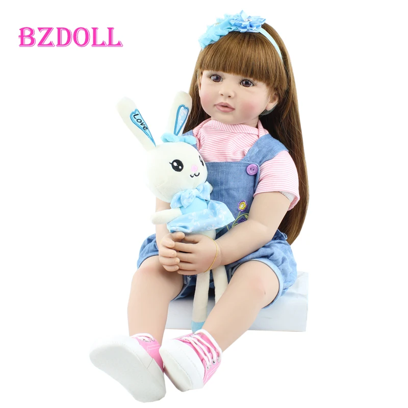 60 CM Silicone Reborn Toddler Doll Toy Lifelike Vinyl Princess Baby With Cloth Body Alive Bebe Dress Up Girl Birthday Gift 2