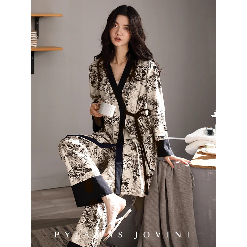 Women Kimono Sets Pajamas Kimono Pyjama Set Women Cotton Kimono