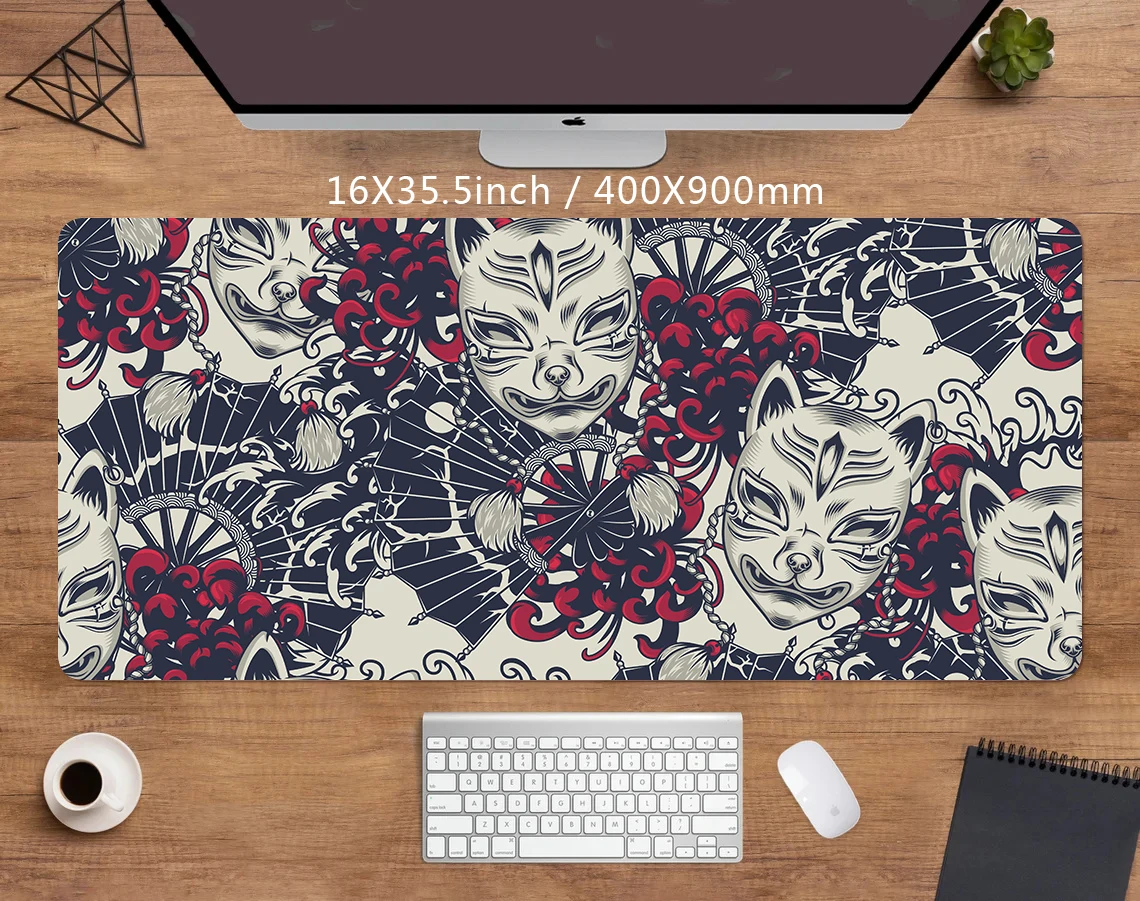 Anime Office Table Accessories Cat Mask Flower Pads Mouse Pad xxl Gamer 900x400 Gaming Mosuepad Speed Large Computer Desk Mat