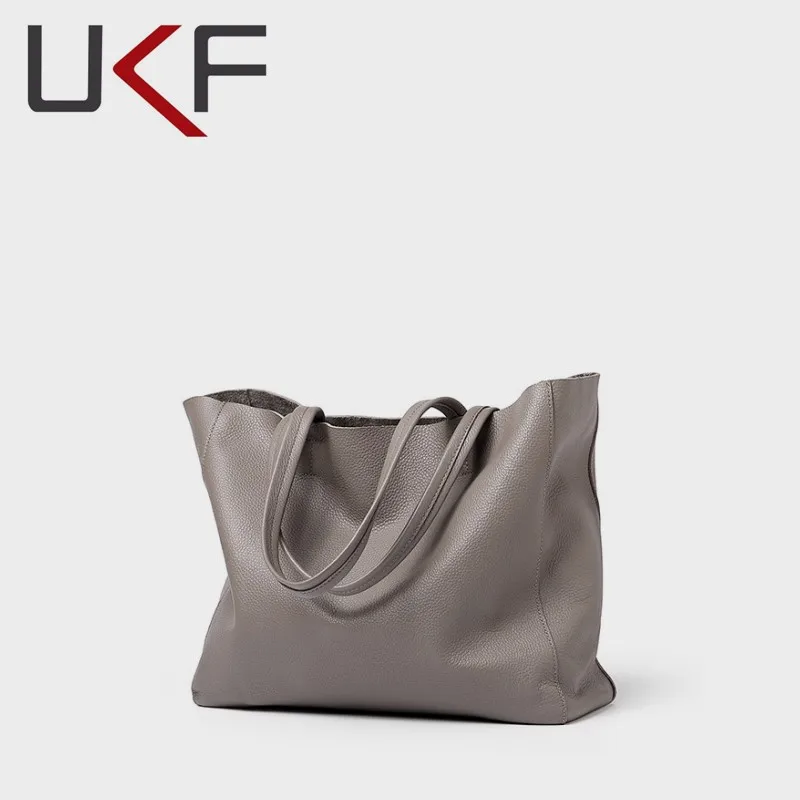 

UKF 2024 Classic Soft Leather Fashion Women Shoulder Bag Tote Handbag Large Capacity Lady Shopping Bags For Women Commuter Bolas