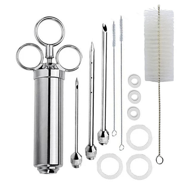 Stainless Steel Meat Tenderizer Injection Syringe Kit with 3 Precision Marinade  Injectors - BBQ Grill and Smoker Accessories 