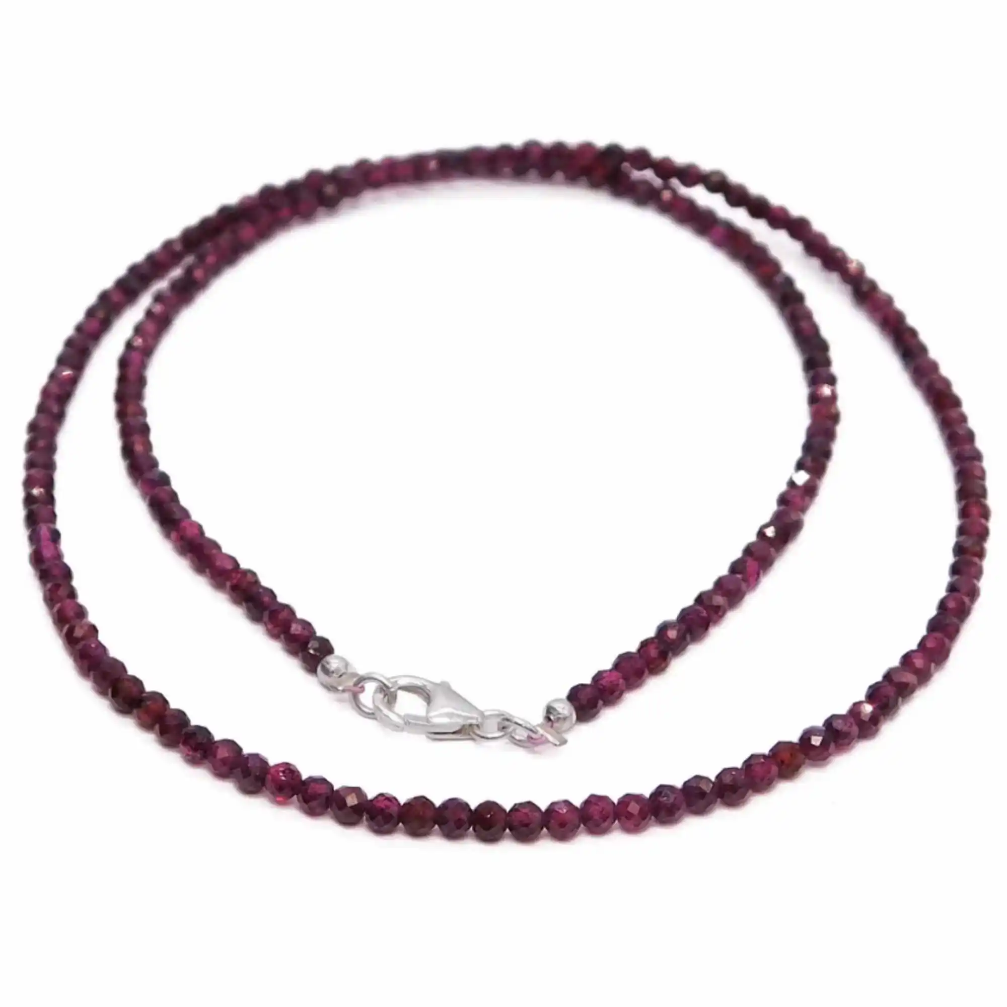Ожерелье из натурального Рубинового Камня с серебряными бусинами, 18 дюймов