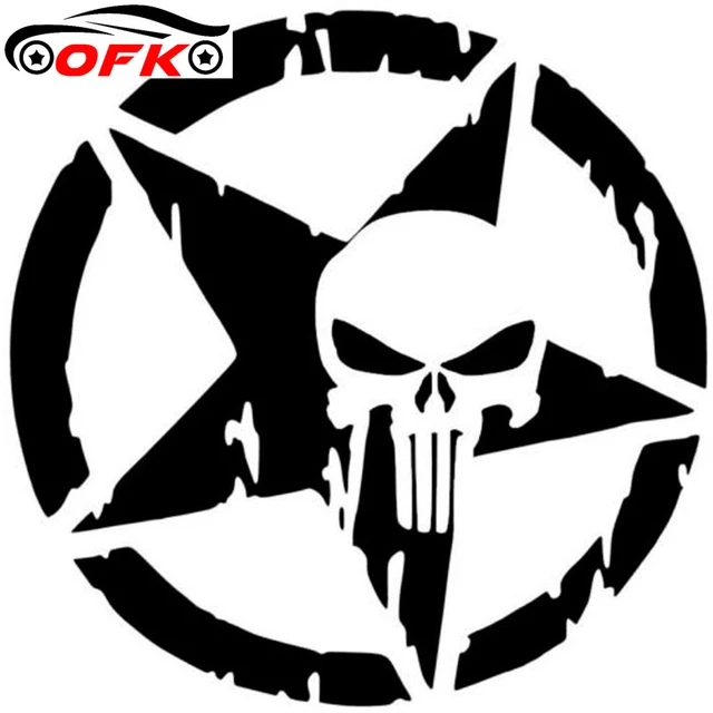 Punisher Skeleton Pentagram Personality 3d Waterproof Car Sticker