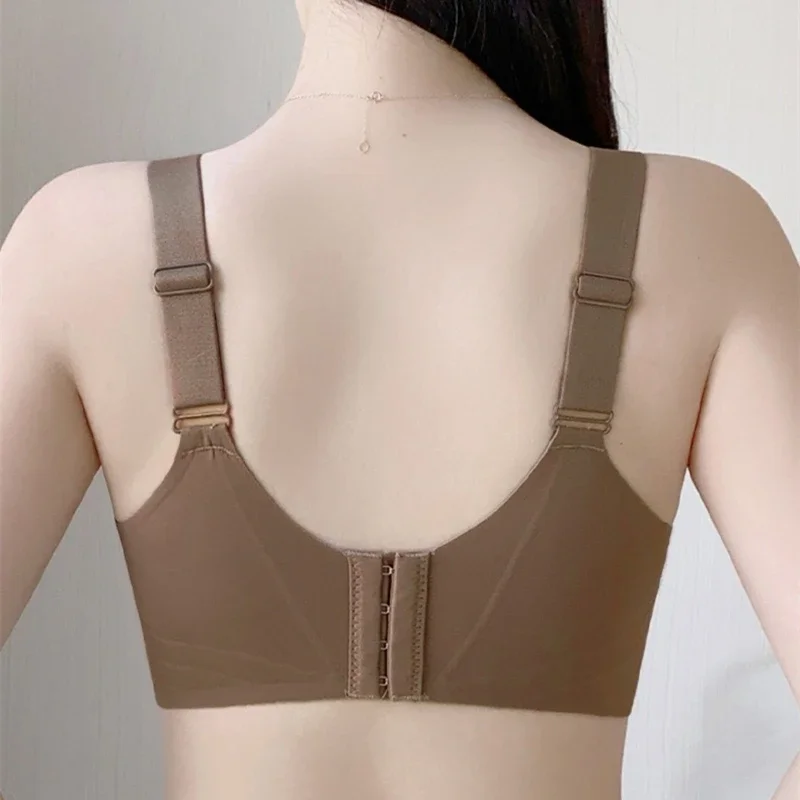 Scarless Big Breasts Show Small Underwear for Women's Thin Style Gathered with Sexy Large Size Bra Without Steel Rings 4