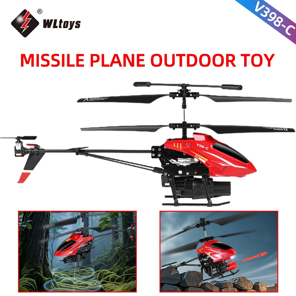 Wltoys RC 헬리콥터 V398-C 비행기 발사 헬리콥터 2.4GHZ 6 축 자이로 압력 고도 3PCS 모터 원격 제어 항공기