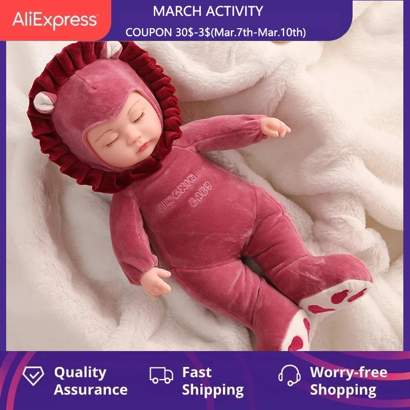 25CM dormir bébé en peluche poupée mignon Animal Lion jouets corps doux Silicone Reborn bébés enfants jouet pour | Игрушки и хобби