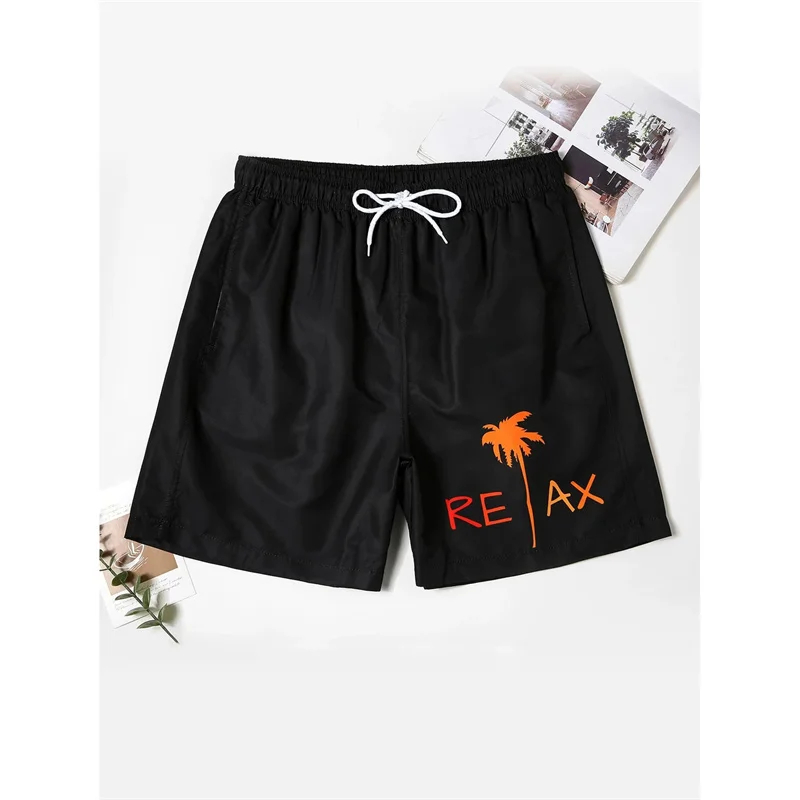 Coconut Tree Pattern Beach Shorts For Men Fishbone 3D Printed Swim Trunks Summer Street Surf Board Shorts Vacation Short Pants 5