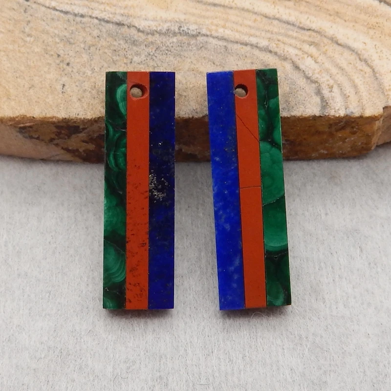 Natural Stone Gemstone Lapis Lazuli Red River Jasper Malachite Earrings Accessories For Women 23x7x3mm 2g